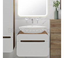 Тумба с раковиной Runo Ницца 60 темное дерево, белая, раковина Terzo 60