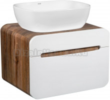 Тумба с раковиной Runo Ницца 60 темное дерево, белая, раковина Cuatro 50