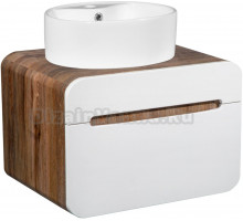 Тумба с раковиной Runo Ницца 60 темное дерево, белая, раковина Sole 40
