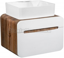 Тумба с раковиной Runo Ницца 60 темное дерево, белая, раковина Lavello 50