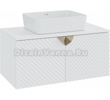 Тумба с раковиной Runo Андорра 85 белая матовая, белый глянец, раковина Tre 50