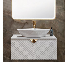 Тумба с раковиной Runo Андорра 85 белая матовая, белый глянец, раковина Poligono 65