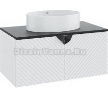 Тумба с раковиной Runo Андорра 85 белая матовая, черная, раковина Ovale 50