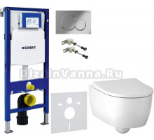 Комплект Унитаз подвесной Geberit iCon 500.784.01.1 с сиденьем и быстросъемной крышкой с микролифтом + Крепления Duofix 111.815.00.1 к стене + Шумоизоляция + Инсталляция UP 320 111.300.00.5 + Кнопка Sigma 01 115.770.21.5 хром