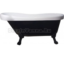 Акриловая ванна Ceruttispa Classic 9975 155x75 см, отдельностоящая, овальная, с ножками, со сливом-переливом, с донным клапаном, черная матовая