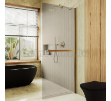 Душевая перегородка Maybahglass MGD-727-3ш 79 см, профиль золото, стекло бронза