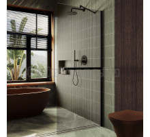 Душевая перегородка Maybahglass MGD-727-6ш 79 см, профиль черный, стекло бронза