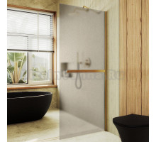 Душевая перегородка Maybahglass MGD-728-3ш 79 см, профиль золото, стекло бронза матовое