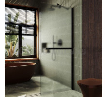 Душевая перегородка Maybahglass MGD-731-6ш 79 см, профиль черный, стекло сатин