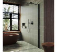 Душевая перегородка Maybahglass MGD-690-6ш 89 см, профиль черный, стекло сатин