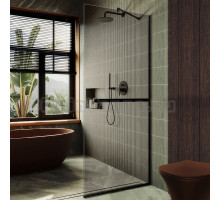 Душевая перегородка Maybahglass MGD-733-6у 89 см, профиль черный, стекло бронза