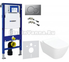 Комплект Унитаз подвесной Geberit Smyle Square 500.685.01.1 с микролифтом + Крепления Duofix 111.815.00.1 к стене + Шумоизоляция + Инсталляция UP 320 111.300.00.5 + Кнопка Sigma 01 115.770.JQ.5 лакированная, матовый хром