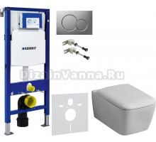 Комплект Унитаз подвесной Geberit iCon Square 201950000 + Крышка Square 571910000 + Крепления Duofix 111.815.00.1 к стене + Шумоизоляция + Инсталляция UP 320 111.300.00.5 + Кнопка Sigma 01 115.770.JQ.5 лакированная, матовый хром