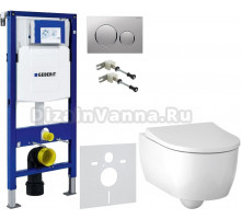 Комплект Унитаз подвесной Geberit iCon 500.784.01.1 с сиденьем и быстросъемной крышкой с микролифтом + Крепления Duofix 111.815.00.1 к стене + Шумоизоляция + Инсталляция UP 320 111.300.00.5 + Кнопка Sigma 20 115.882.JQ.1 хром матовый, хром глянцевый