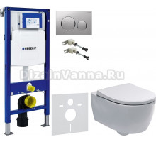 Комплект Унитаз подвесной Geberit iCon + Крышка Slim 500.670.01.1 + Крепления Duofix 111.815.00.1 к стене + Шумоизоляция + Инсталляция UP 320 111.300.00.5 + Кнопка Sigma 20 115.882.JQ.1 хром матовый, хром глянцевый