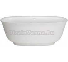 Ванна из искусственного камня Plumberia Selection Seta 170x75 см, отдельностоящая, овальная, с декоративными ножками, со сливом-переливом, с донным клапаном, белая матовая, фурнитура белая