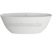 Ванна из искусственного камня Plumberia Selection Veloma 170x75 см, отдельностоящая, овальная, с декоративными ножками, со сливом-переливом, с донным клапаном, белая матовая, фурнитура белая