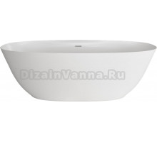 Ванна из искусственного камня Plumberia Selection Veloma 180x80 см, отдельностоящая, овальная, с декоративными ножками, со сливом-переливом, с донным клапаном, белая матовая, фурнитура белая