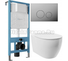 Комплект Унитаз подвесной STWORKI Муле HDC510NWH с микролифтом, безободковый + Инсталляция Aqueduto Tecnica TEC01 + Кнопка Circulo CIR0100 хром