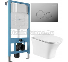 Комплект Унитаз подвесной STWORKI Монтре MO-01up безободковый, с микролифтом + Инсталляция Aqueduto Tecnica TEC01 + Кнопка Circulo CIR0100 хром