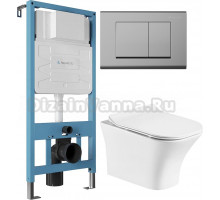 Комплект Унитаз подвесной STWORKI Монтре MO-01up безободковый, с микролифтом + Инсталляция Aqueduto Tecnica TEC01 + Кнопка Quadrado QUA0100 хром