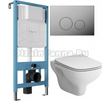 Комплект Унитаз подвесной STWORKI Берген HCBRG1700SC безободковый, с микролифтом + Инсталляция Aqueduto Tecnica TEC01 + Кнопка Circulo CIR0100 хром