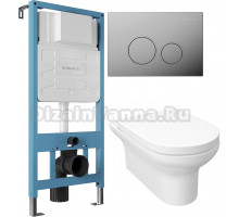 Комплект Унитаз подвесной STWORKI Хаммель HDC520WH с микролифтом + Инсталляция Aqueduto Tecnica TEC01 + Кнопка Circulo CIR0100 хром