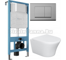 Комплект Унитаз подвесной STWORKI Вестерос HCVST1700SC безободковый, с микролифтом + Инсталляция Aqueduto Tecnica TEC01 + Кнопка Quadrado QUA0100 хром