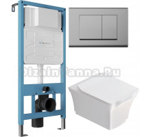 Комплект Унитаз подвесной STWORKI Хадстен SETK3304-0616-001-1-6000 с микролифтом + Инсталляция Aqueduto Tecnica TEC01 + Кнопка Quadrado QUA0100 хром