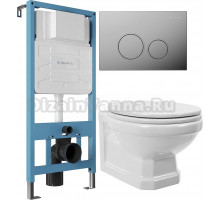 Комплект Унитаз подвесной STWORKI Драммен HDC609WH с микролифтом + Инсталляция Aqueduto Tecnica TEC01 + Кнопка Circulo CIR0100 хром