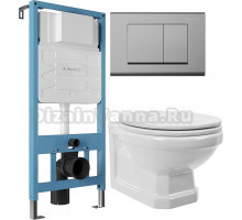 Комплект Унитаз подвесной STWORKI Драммен HDC609WH с микролифтом + Инсталляция Aqueduto Tecnica TEC01 + Кнопка Quadrado QUA0100 хром