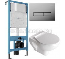 Комплект Унитаз подвесной STWORKI Хедмарк 3510 безободковый + Крышка Smart 0302 с микролифтом + Инсталляция Aqueduto Tecnica TEC01 + Кнопка Retangulo RET0100 хром