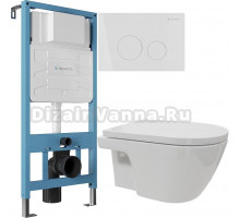 Комплект Унитаз подвесной DIWO Углич 0710 с микролифтом + Инсталляция Aqueduto Tecnica TEC01 + Кнопка Circulo CIR0110 европейский белый