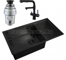 Комплект Мойка кухонная Zorg Light + Смеситель Sanitary SZR-3216 Grafit графит + Измельчитель Inox D