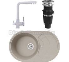 Комплект Мойка кухонная TopZero Alla 780.500-58 Beach + Смеситель Alphons beach 58 + Измельчитель Bone Crusher BC 610-AS