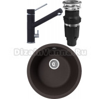 Комплект Мойка кухонная TopZero Kelly 460-93 Chocolate + Смеситель Leonardo chocolate 93 + Измельчитель Bone Crusher BC 610-AS