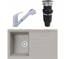 Комплект Мойка кухонная TopZero TopGran Claudia 860.500-47 smoke 47 + Смеситель Bruce smoke 47 + Измельчитель Bone Crusher BC 610-AS