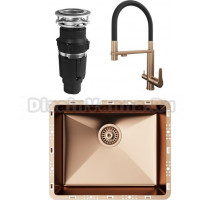 Комплект Мойка кухонная TopZero TZ RS 500 медь + Смеситель TPZ 305 медь + Измельчитель Bone Crusher BC 610-AS