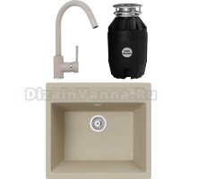 Комплект Мойка кухонная TopZero Georgia 560.510-08 Jasmine + Смеситель Romeo jasmine 08 + Измельчитель Bone Crusher BC 810-AS