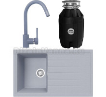 Комплект Мойка кухонная TopZero TopGran Claudia 860.500-49 titan 49 + Смеситель Romeo titan 49 + Измельчитель Bone Crusher BC 810-AS