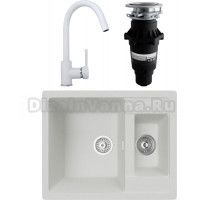 Комплект Мойка кухонная TopZero Madonna 615.500 15-07 Ice + Смеситель Romeo ice 07 + Измельчитель Bone Crusher BC 810-SL Slim Line