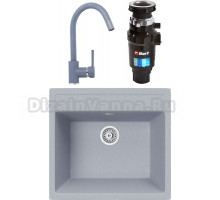 Комплект Мойка кухонная TopZero Georgia 560.510-49 Titan + Смеситель Romeo titan 49 + Измельчитель Bort Master Eco