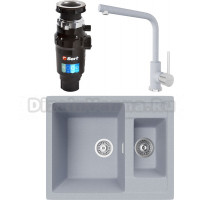 Комплект Мойка кухонная TopZero Madonna 615.500 15-49 Titan + Смеситель Donald titan 49 + Измельчитель Bort Master Eco