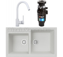 Комплект Мойка кухонная TopZero TopGran Demi 860.500 20-07 ice 07 + Смеситель Romeo ice 07 + Измельчитель Bort Master Eco