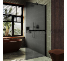 Душевая перегородка Maybahglass MGD-736-6ш 89 см, профиль черный, стекло графит матовое