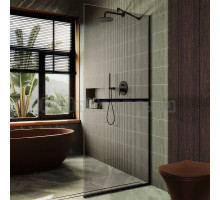Душевая перегородка Maybahglass MGD-709-6у 109 см, профиль черный, стекло бронза