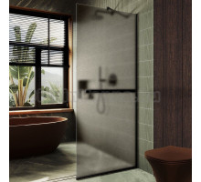 Душевая перегородка Maybahglass MGD-710-6у 109 см, профиль черный, стекло бронза матовое
