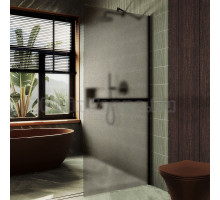 Душевая перегородка Maybahglass MGD-710-6ш 109 см, профиль черный, стекло бронза матовое