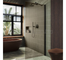 Душевая перегородка Maybahglass MGD-702-6ш 69 см, профиль черный, стекло бронза