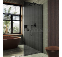 Душевая перегородка Maybahglass MGD-705-6ш 69 см, профиль черный, стекло графит